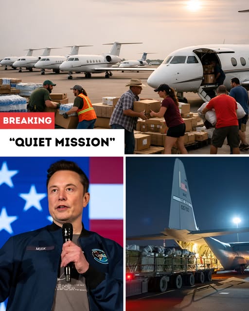 “Elon Musk’s Quiet Mission:😮😲 Six Private Jets, Three Tons of Food, and a Rare Glimpse of Compassion Dallas, TX — In a world where billionaires often make headlines for flashy ventures, grand announcements, and larger-than-life controversies, few could have predicted the quiet scene that unfolded at a Dallas airstrip earlier this week. Six private jets, unmarked and largely unnoticed, rolled down the runway carrying not executives, not celebrities, but nearly three tons of food bound for struggling communities across Texas. Details in comment “
